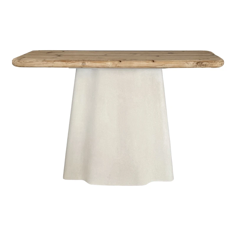 Console table Loberta pakoworld fir wood-mdf in natural-white color 120x38x81cm