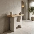 Console table Marila pakoworld fir wood-mdf in natural-white color 100x38x80cm