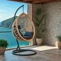 Hudson pakoworld swing hanging metal black-pp natural-cushion black 109x119x195cm