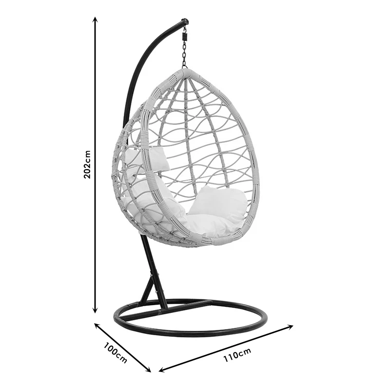Hudson pakoworld swing hanging metal black-pp natural-cushion black 109x119x195cm