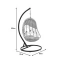 Labreone swing pakoworld rattan in natural color-black metal-beige cushion 82x82x200cm