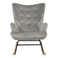 Rocking armchair Georgia pakoworld velvet fabric grey-natural 75x71x95cm