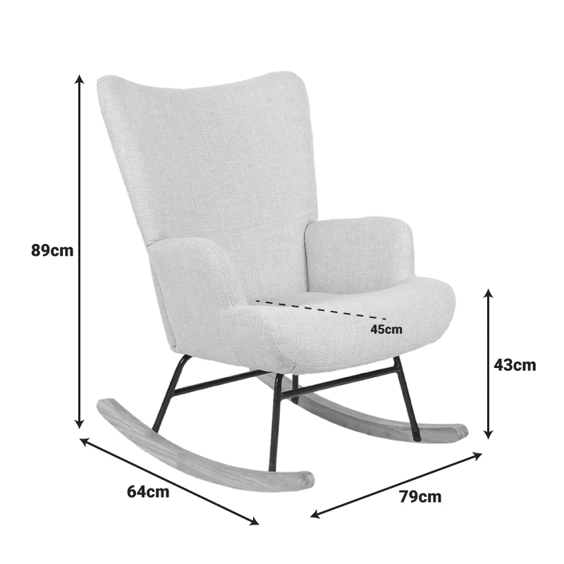 Rotating armchair Jianna pakoworld light grey fabric and legs in natural color 79x64x89cm