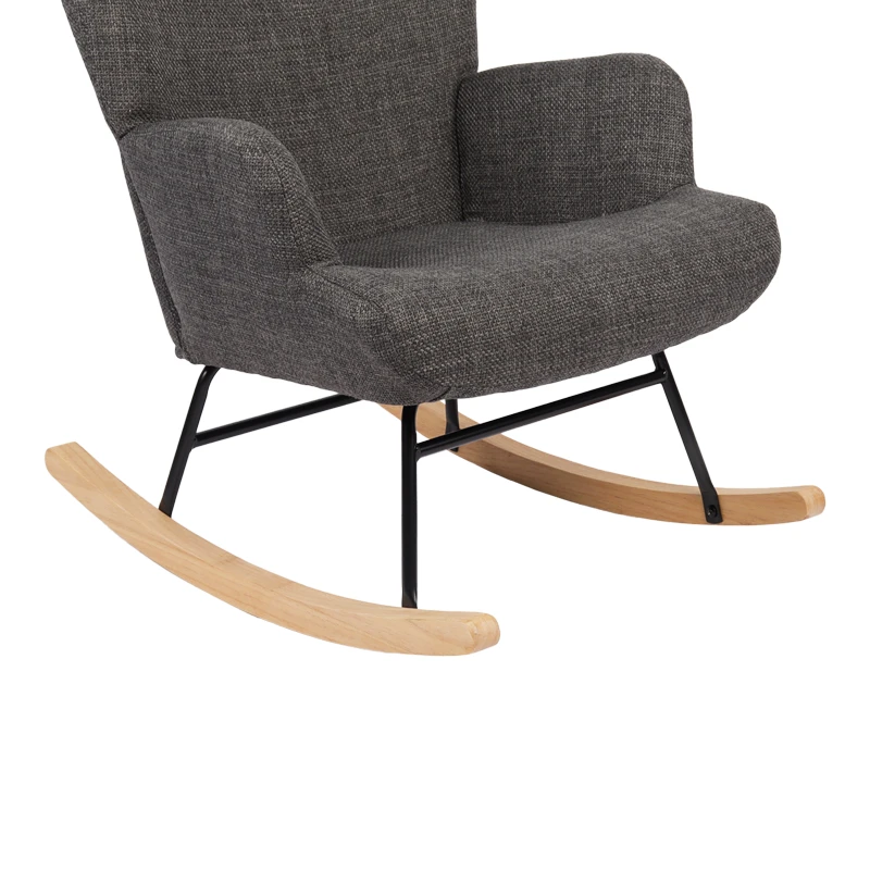 Rotating armchair Jianna pakoworld dark grey fabric and legs in natural color 79x64x89cm