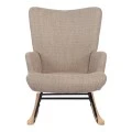 Rotating armchair Jianna pakoworld grey-beige fabric and legs in natural color 79x64x89cm