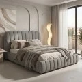 Double bed Leblank pakoworld grey fabric with storage space 160x200cm