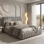 Double bed Leblank pakoworld grey fabric with storage space 160x200cm
