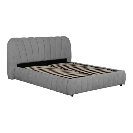 Double bed Leblank pakoworld grey fabric with storage space 160x200cm