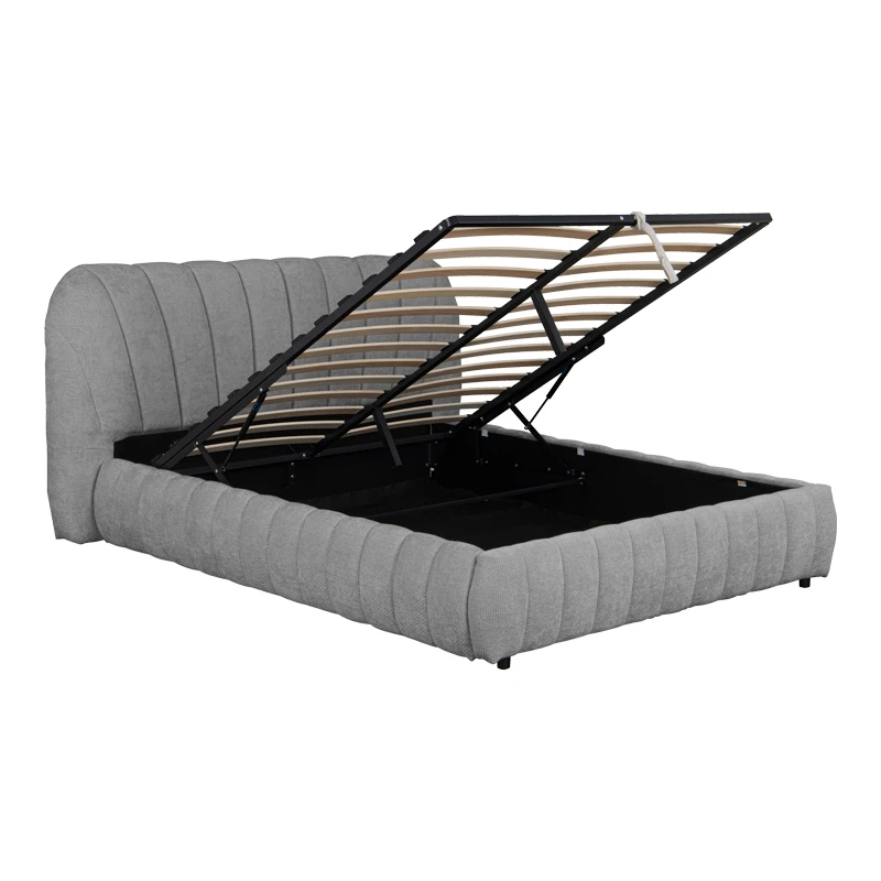 Double bed Leblank pakoworld grey fabric with storage space 160x200cm