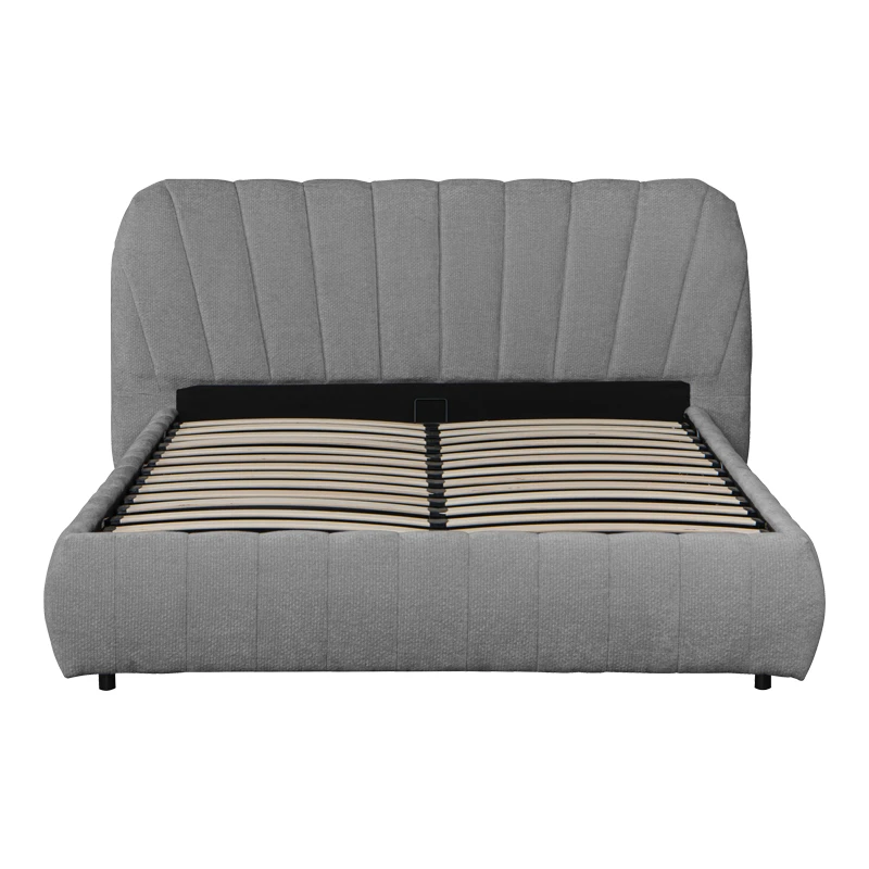 Double bed Leblank pakoworld grey fabric with storage space 160x200cm