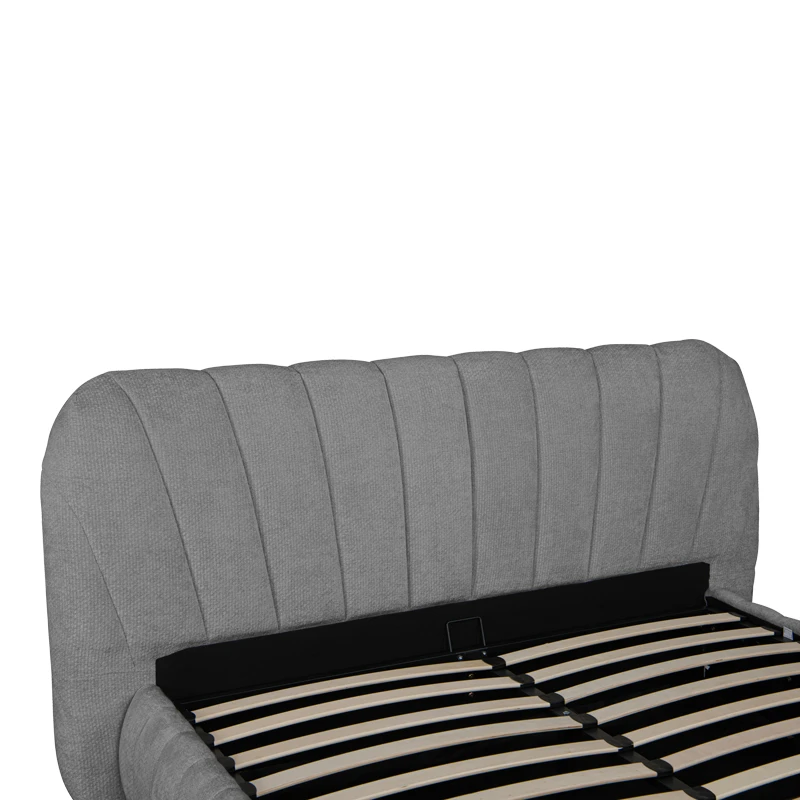 Double bed Leblank pakoworld grey fabric with storage space 160x200cm