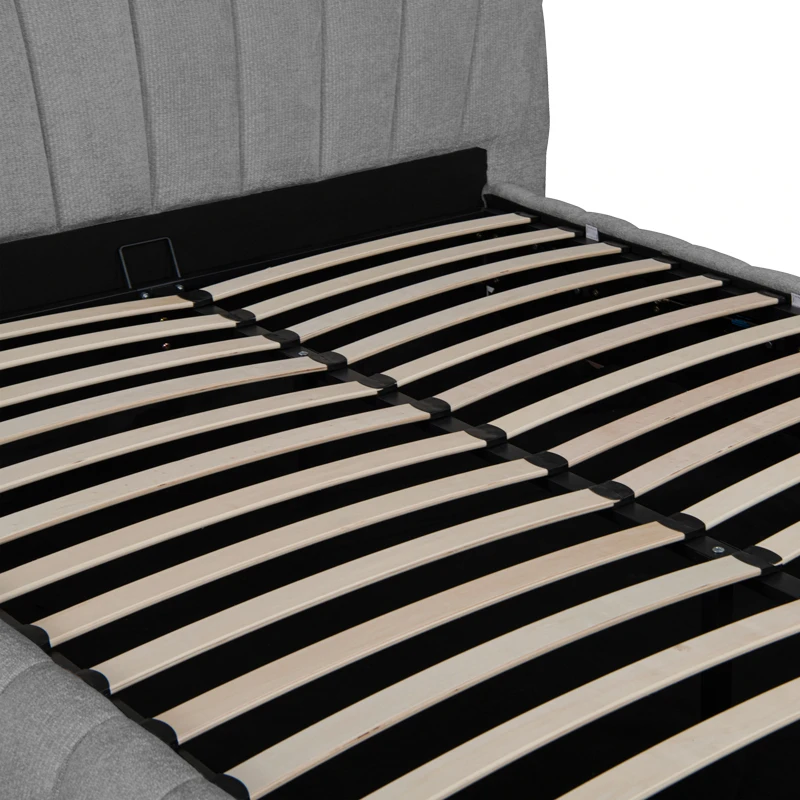 Double bed Leblank pakoworld grey fabric with storage space 160x200cm