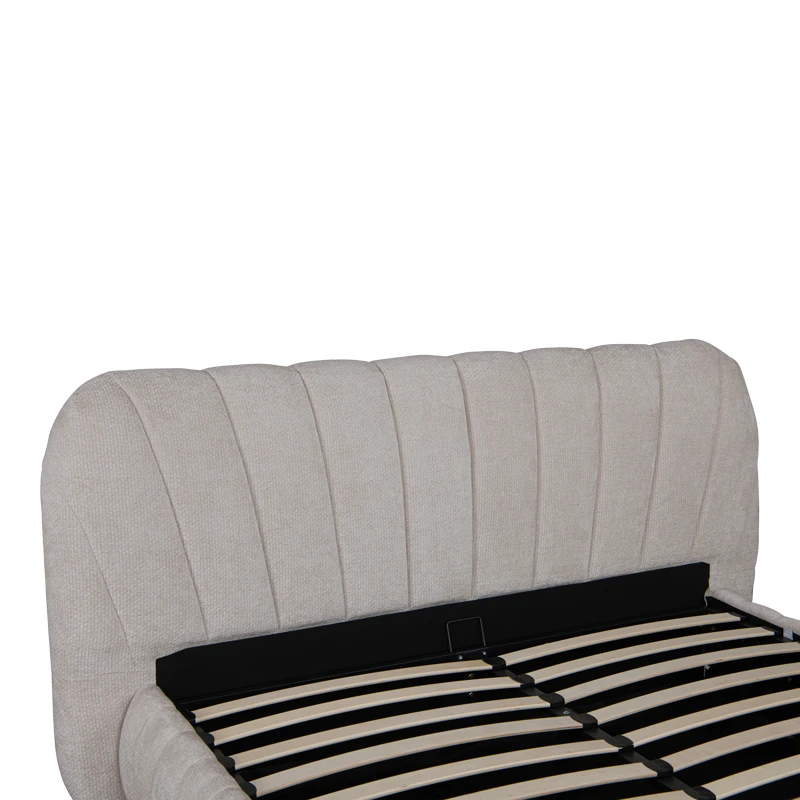 Double bed Leblank pakoworld beige fabric with storage space 160x200cm