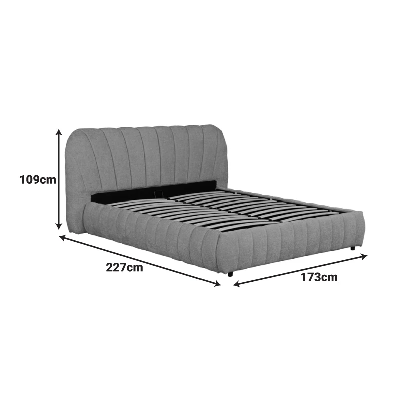 Double bed Leblank pakoworld beige fabric with storage space 160x200cm