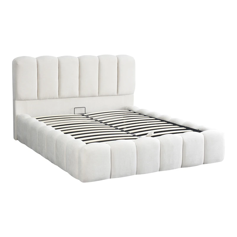 Double bed Narnia pakoworld with storage space ecru fabric 160x200cm