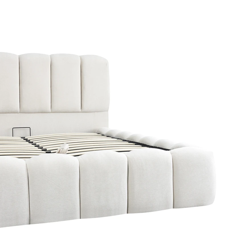 Double bed Narnia pakoworld with storage space ecru fabric 160x200cm
