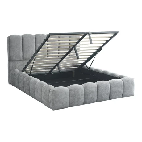 Double bed Narnia pakoworld with storage space grey boucle fabric 160x200cm