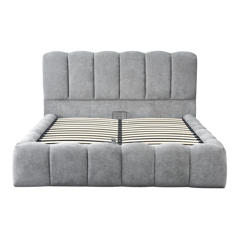 Double bed Narnia pakoworld with storage space grey fabric 160x200cm