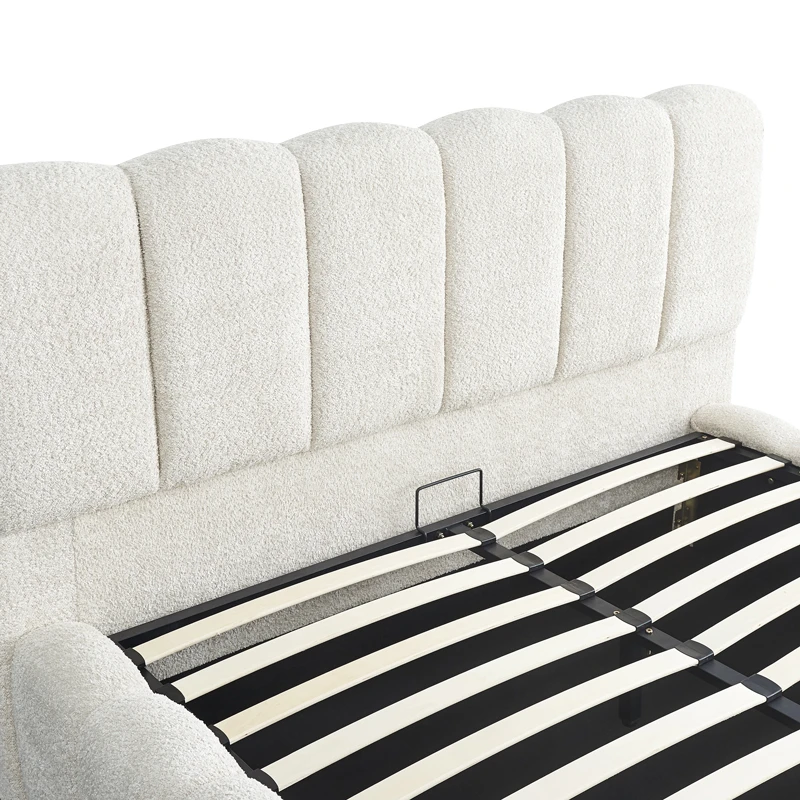 Double bed Narnia pakoworld with storage space cream boucle 160x200cm