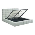 Double bed Pernant pakoworld with storage space light grey boucle fabric 160x200cm