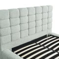 Double bed Pernant pakoworld with storage space light grey boucle fabric 160x200cm