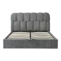 Double bed Sectra pakoworld with storage space grey boucle fabric 160x200cm