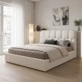 Double bed Sectra pakoworld with storage space cream boucle fabric 160x200cm