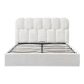 Double bed Sectra pakoworld with storage space cream boucle fabric 160x200cm