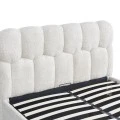 Double bed Sectra pakoworld with storage space cream boucle fabric 160x200cm