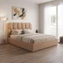 Double bed Sectra pakoworld with storage space terracotta boucle fabric 160x200cm