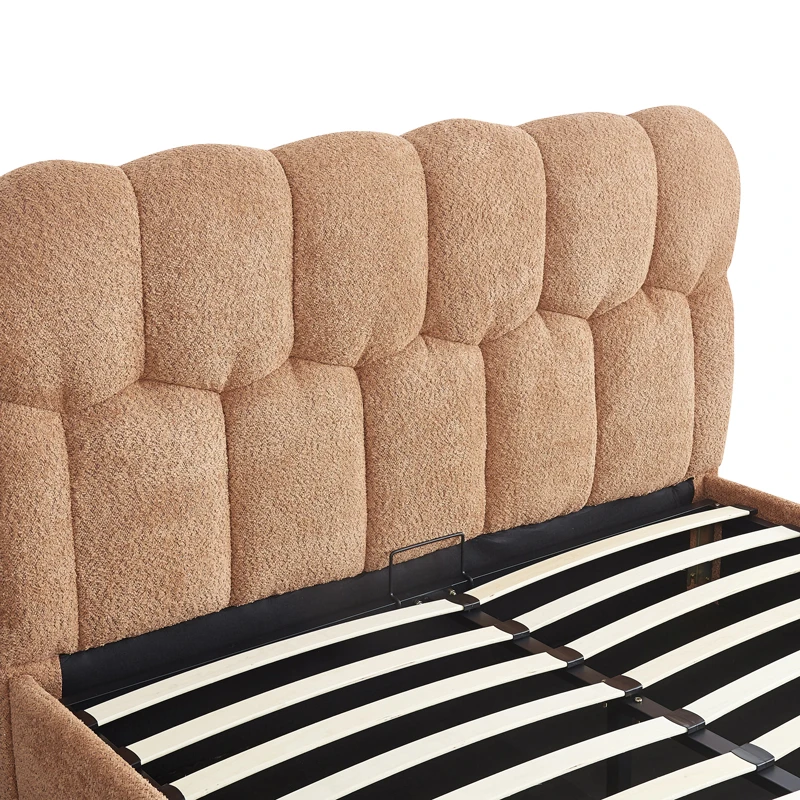 Double bed Sectra pakoworld with storage space terracotta boucle fabric 160x200cm