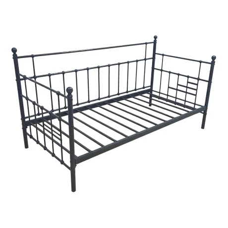 Κρεβάτι-Καναπές Routha pakoworld μεταλλικός μαύρο 90x190εκ