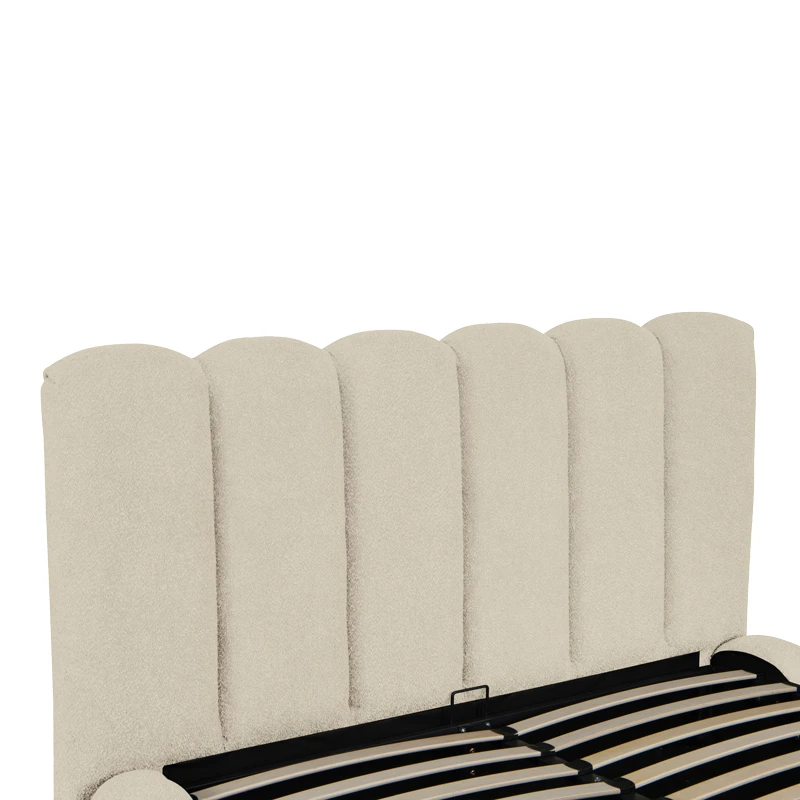 Nuvem pakoworld bed, beige boucle fabric, with storage space 160x200cm