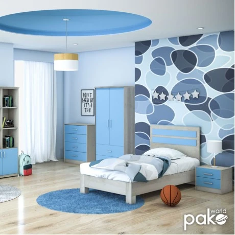 Bed Looney pakoworld in castillo-blue color 100x200cm