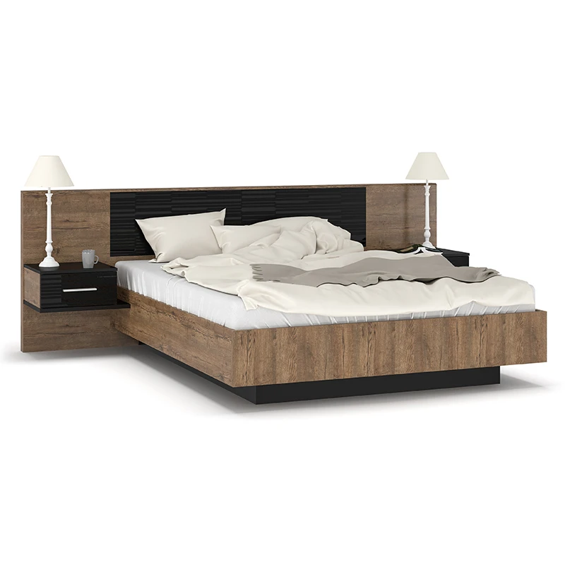 Double bed Romilly pakoworld color black gloss-walnut 160x200cm
