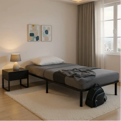Metal bed frame Amaso pakoworld black 90x190x28cm
