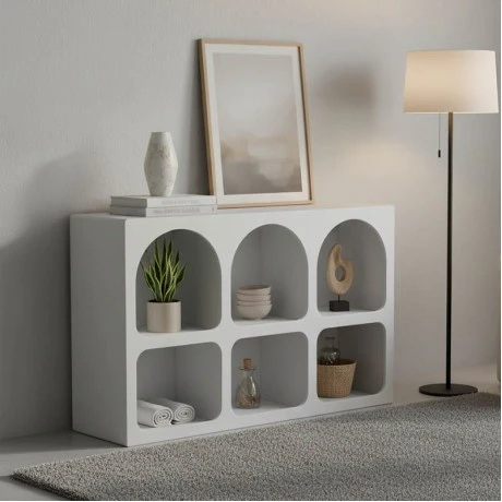 Buffet Emersi pakoworld with shelves mdf in white color 120x35x76cm