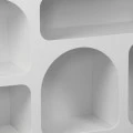 Buffet Emersi pakoworld with shelves mdf in white color 164x34x76cm
