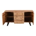 Buffet Leontina pakoworld solid acacia wood in natural color and black metal leg 150x45x86cm