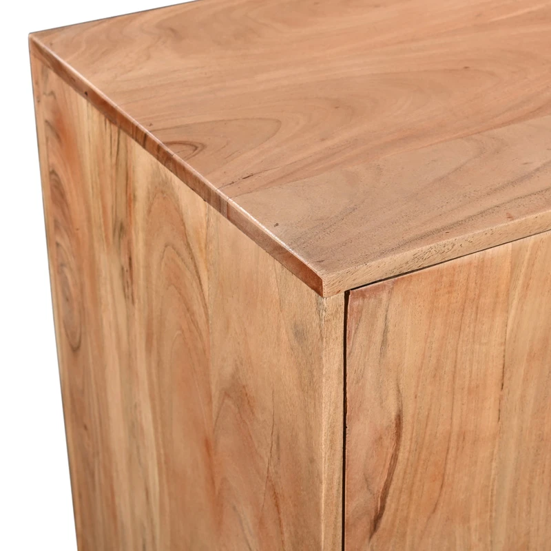 Buffet Leontina pakoworld solid acacia wood in natural color and black metal leg 150x45x86cm
