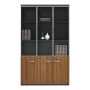 Professional bookcase Oscar pakoworld with doors by glass walnut-anhracite color 120x40x200cm