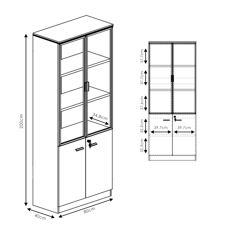 Professional office cabinets Oscar pakoworld walnut-anthracite 160x40x200cm