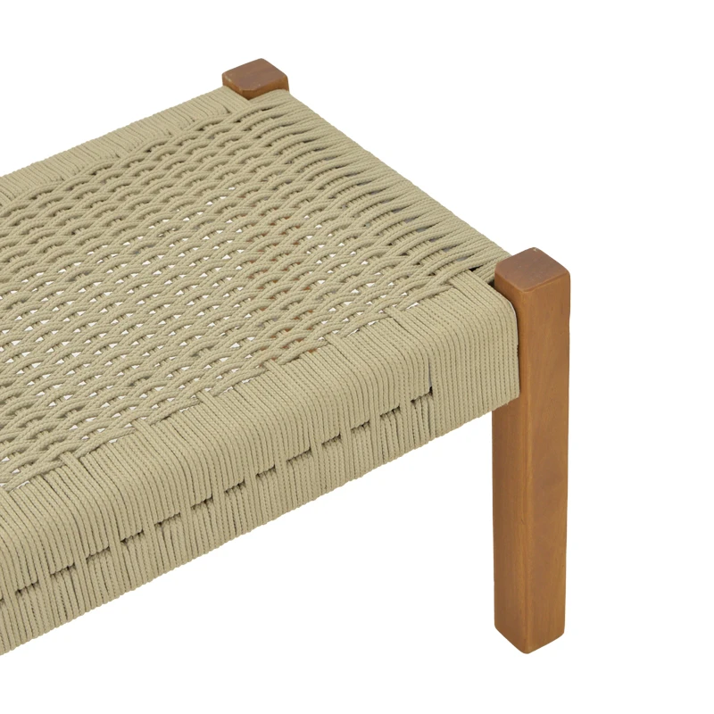 Bench Uma pakoworld teak wood and pe rope in natural shade 150x45x40cm