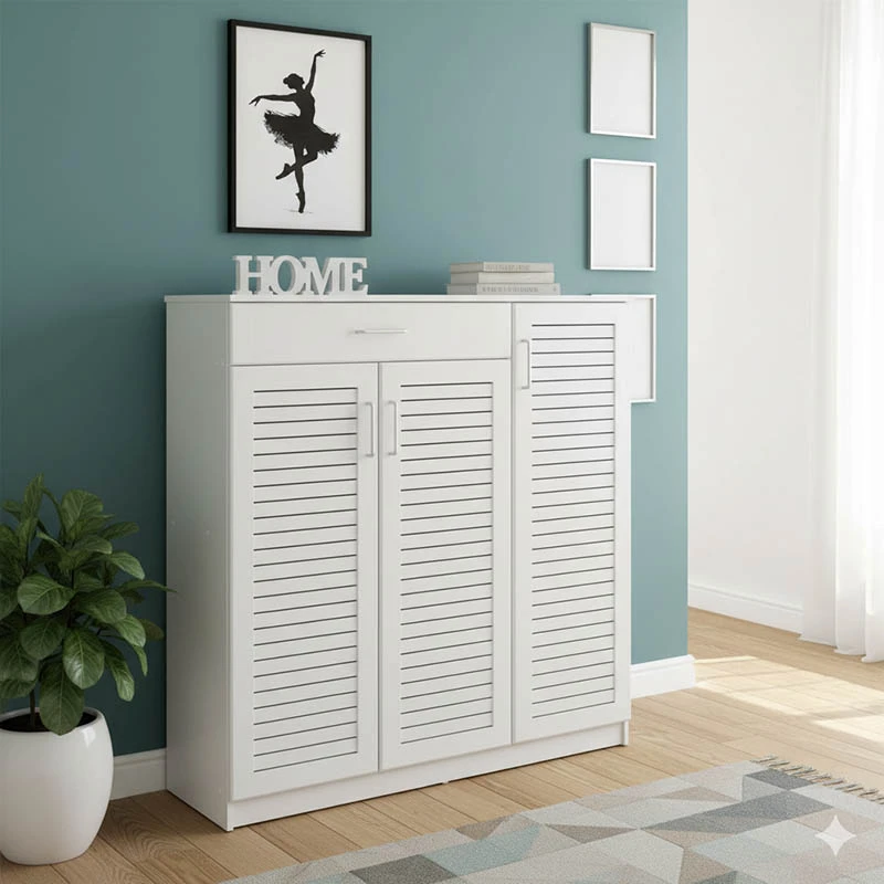 Shoe cabinet Sante pakoworld 30 pairs white 120x37x123cm