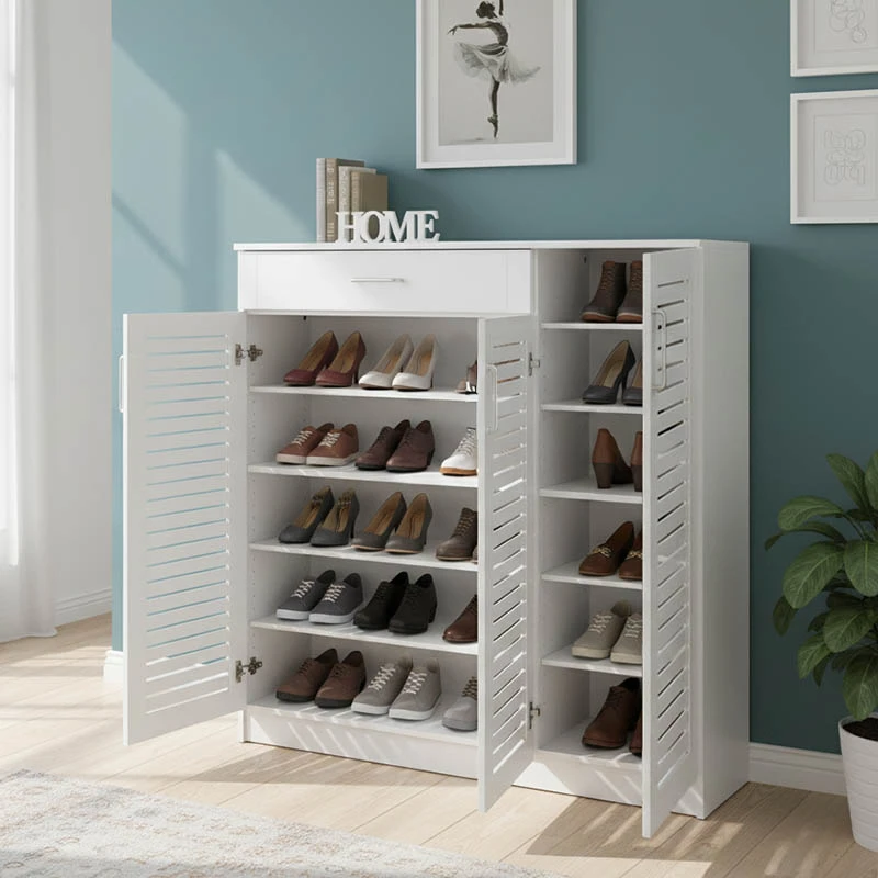 Shoe cabinet Sante pakoworld 30 pairs white 120x37x123cm