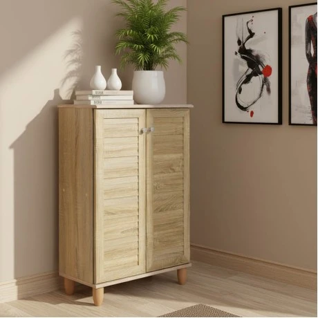 Παπουτσοθήκη-ντουλάπι SANTO pakoworld 10 ζεύγων χρώμα sonoma 60x34,5x91,5εκ