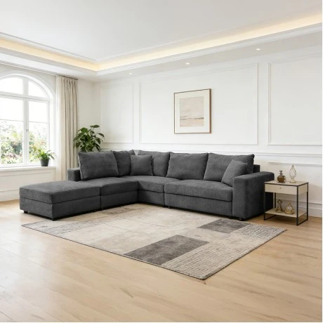 Multi-modal sofa Navaro pakoworld anthracite fabric 281x256x85cm