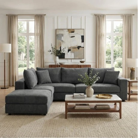 Multi-modal sofa Navaro pakoworld anthracite fabric 281x256x85cm
