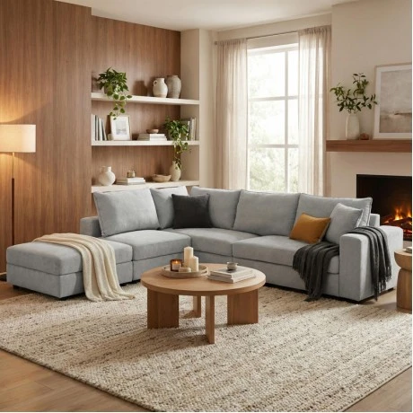 Multi-modal sofa Navaro pakoworld gray fabric 281x256x85cm