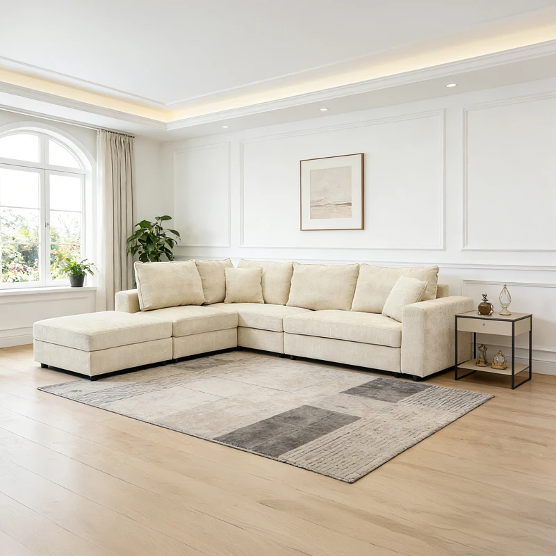 Multi-modal sofa Navaro pakoworld beige fabric 281x256x85cm